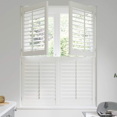 Tier-on-Tier Plantation Shutters in Houston offer the ultimate flexibility with independently operable top and bottom panels.